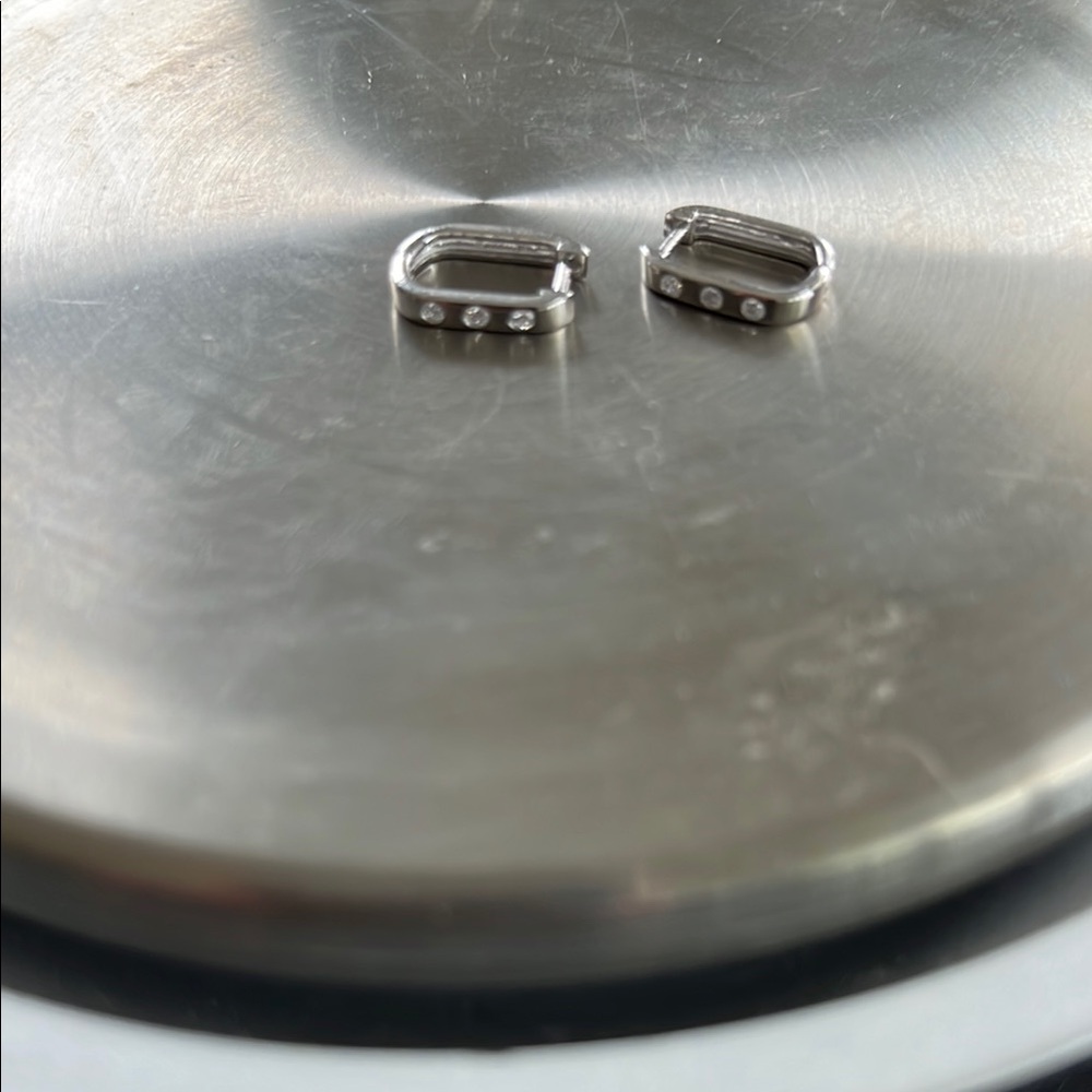 COPY - Elegant 14k tiny huggie  white gold Hoop Earrings with genuine lab diamo…